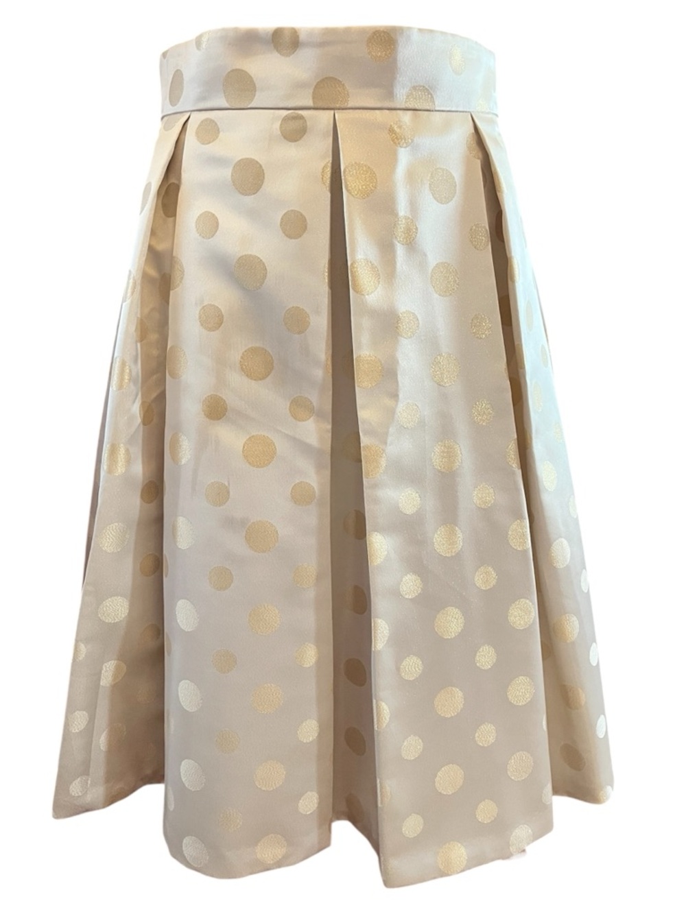 Eliza J Cream full Skirt w/Metallic Gold Polka Dot Jacquard side pockets Size 12 - Picture 12 of 12